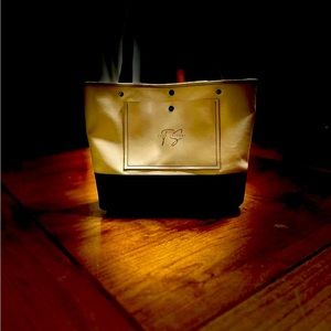 Hand Made Leather Tote by        ToreSalva One Of A Kind Black and Cream